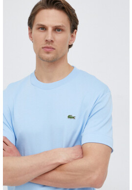 Lacoste Памучна тениска в тъмносиньо с изчистен дизайн - Pepit.bg