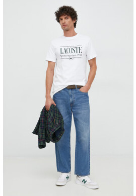 Lacoste Памучна тениска в бяло с принт - Pepit.bg