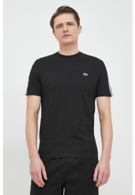 Lacoste Памучна тениска в черно с апликация - Pepit.bg