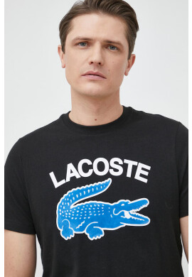 Lacoste Памучна тениска в черно с принт - Pepit.bg