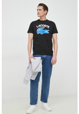 Lacoste Памучна тениска в черно с принт - Pepit.bg