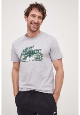 Lacoste Памучна тениска в сиво с принт - Pepit.bg