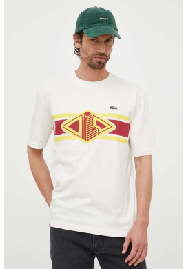 Lacoste Памучна тениска в бежово с принт - Pepit.bg