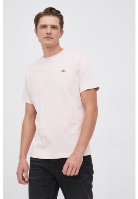 Lacoste Памучна тениска в розово с апликация - Pepit.bg