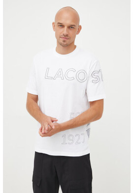Lacoste Памучна тениска в тъмносиньо с принт - Pepit.bg