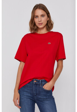 Lacoste Памучна тениска в червено - Pepit.bg