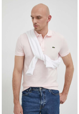 Lacoste Памучна тениска с яка в розово с изчистен дизайн - Pepit.bg