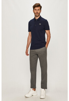 Lacoste Памучна тениска с яка в тъмносиньо с изчистен дизайн - Pepit.bg