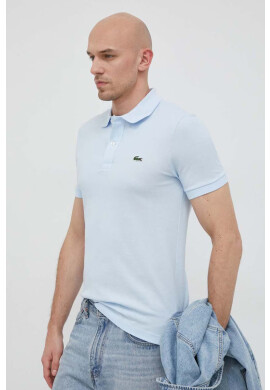 Lacoste Памучна тениска с яка в синьо с изчистен дизайн - Pepit.bg