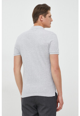 Lacoste Памучна тениска с яка в сиво с изчистен дизайн - Pepit.bg