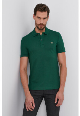 Lacoste Памучна тениска с яка в зелено с изчистен дизайн - Pepit.bg