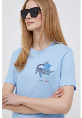 Lacoste Памучна тениска x Netflix в синьо - Pepit.bg