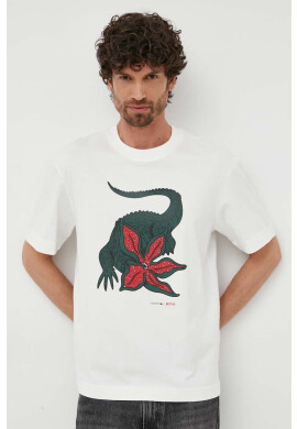 Lacoste Памучна тениска x Netflix в бяло с десен - Pepit.bg