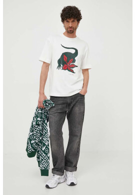 Lacoste Памучна тениска x Netflix в бяло с десен - Pepit.bg