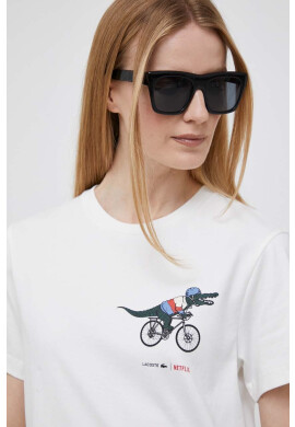 Lacoste Памучна тениска x Netflix в бяло - Pepit.bg
