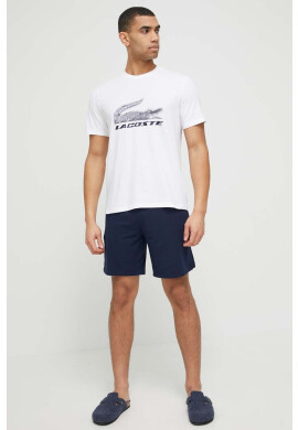 Lacoste Пижама мъжка в бяло с десен - Pepit.bg