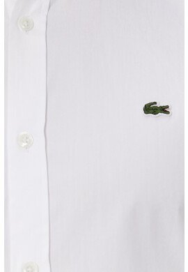 Lacoste Памучна риза CH1843 мъжка в бяло със стандартна кройка с яка с копче - Pepit.bg