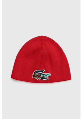 Lacoste Шапка с вълна в червено с фина плетка - Pepit.bg