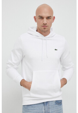 Lacoste Суичър в бяло с качулка с изчистен дизайн - Pepit.bg