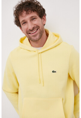 Lacoste Суичър в жълто с качулка с изчистен дизайн - Pepit.bg