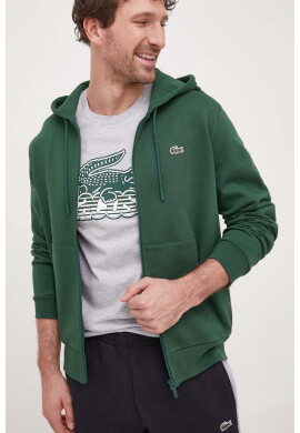 Lacoste Суичър в зелено с качулка с изчистен дизайн - Pepit.bg