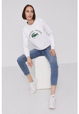Lacoste Суичър дамски в бяло с принт - Pepit.bg