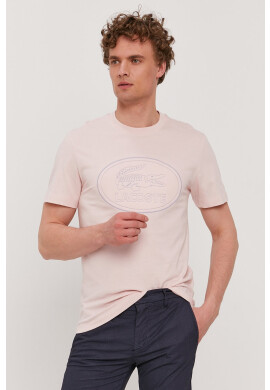 Lacoste Тениска мъжка в розово с апликация - Pepit.bg