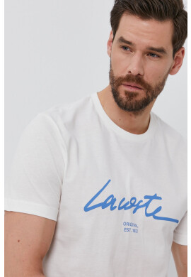 Lacoste Тениска мъжка в бяло с принт - Pepit.bg