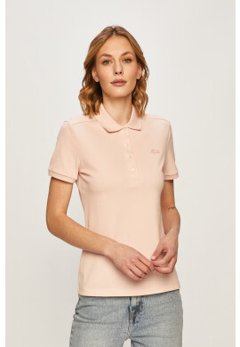 Lacoste Тениска дамска в розово с яка тип Peter Pan - Pepit.bg