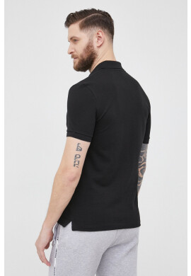Lacoste Памучна тениска с яка в черно с изчистен дизайн - Pepit.bg