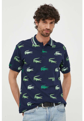 Lacoste Тениска с яка в тъмносиньо с десен - Pepit.bg