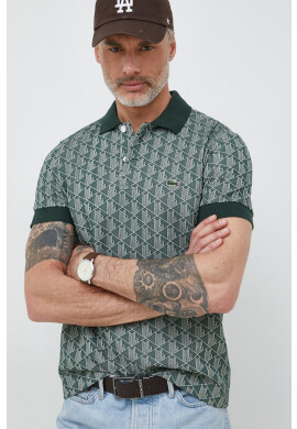 Lacoste Тениска с яка в зелено с десен - Pepit.bg