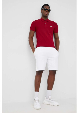 Lacoste Памучна тениска с яка в бордо с изчистен дизайн - Pepit.bg
