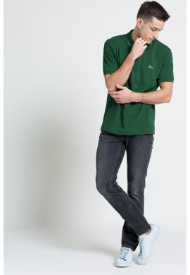 Lacoste Памучна тениска с яка в зелено с изчистен дизайн - Pepit.bg