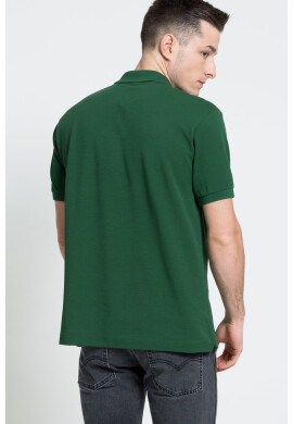 Lacoste Памучна тениска с яка в зелено с изчистен дизайн - Pepit.bg