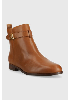 Lauren Ralph Lauren Боти Burnished Calf Briele в кафяво с равна подметка 802882390001 - Pepit.bg