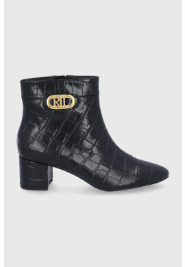 Lauren Ralph Lauren Кожени боти дамски в черно с висок ток - Pepit.bg