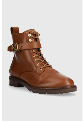 Lauren Ralph Lauren Кожени боти Elridge Burnished Calf в кафяво с равна подметка 802838413002 - Pepit.bg