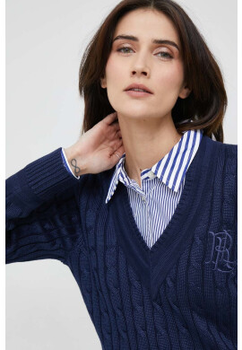 Lauren Ralph Lauren Пуловер дамски в тъмносиньо от лека материя - Pepit.bg