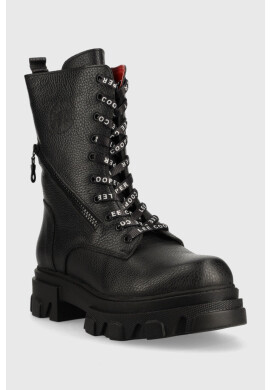 Lee Cooper Кожени кубинки в черно с платформа - Pepit.bg