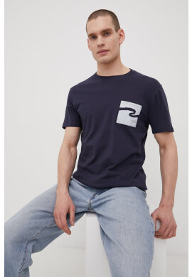 Lee Cooper Памучна тениска в тъмносиньо с принт - Pepit.bg