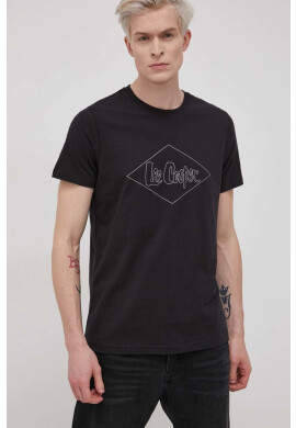 Lee Cooper Памучна тениска в черно с принт - Pepit.bg