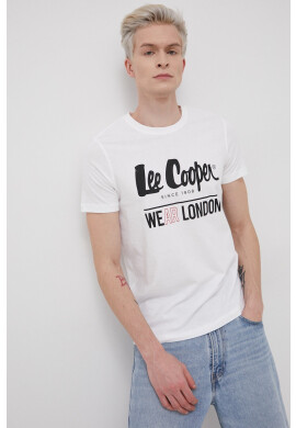 Lee Cooper Памучна тениска в бяло с принт - Pepit.bg