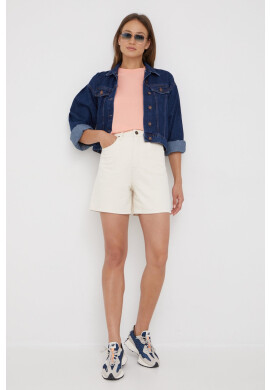 Lee Къси панталони в бежово с изчистен дизайн с висока талия - Pepit.bg