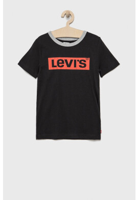 Levi's Детска памучна тениска в черно с принт - Pepit.bg