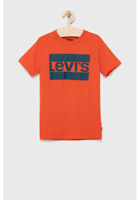 Levi's Детска памучна тениска в червено с принт - Pepit.bg