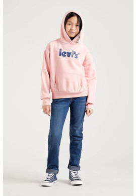 Levi's Детски суичър в розово с качулка с принт - Pepit.bg