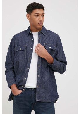 Levi's Дънкова риза мъжка в тъмносиньо със свободна кройка с класическа яка - Pepit.bg