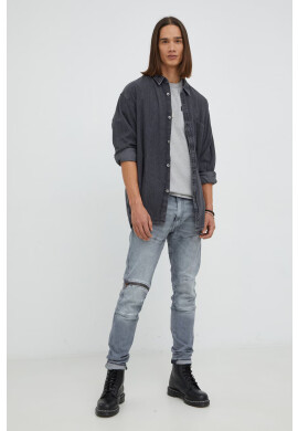 Levi's Дънкова риза мъжка в сиво със свободна кройка с класическа яка - Pepit.bg