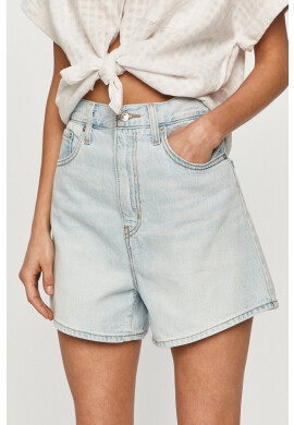 Levi's Дънкови къси панталони дамско с изчистен дизайн с висока талия - Pepit.bg